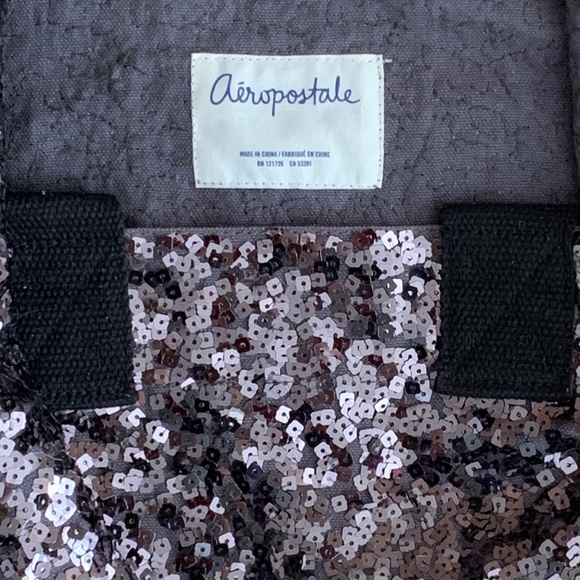 AEROPOSTALE Canvas Tote w/ Sequins Black Gray - Picture 5 of 6